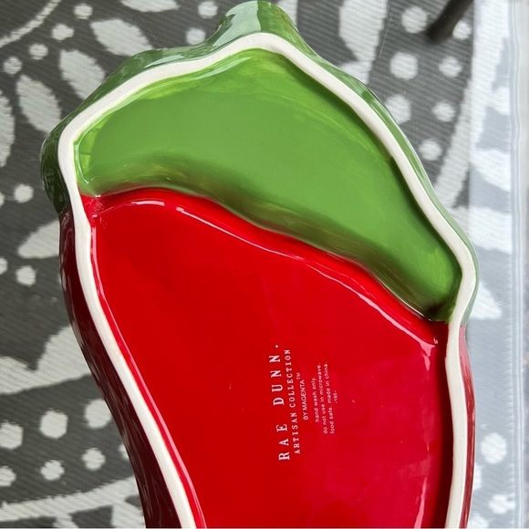 NEW Rae Dunn SALSA adorable Spicy RED PEPPER ceramic appetizer divided tray - Picture 9 of 10